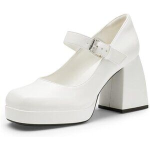 Women's High Chunky Platform Closed Toe Mary Jane Block Heels